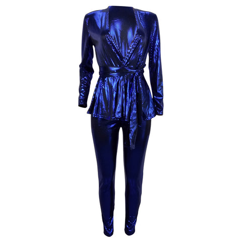 Fashion Gilt Cloth Long Sleeve Suit Women's Two Piece Outfits