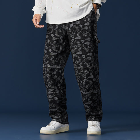 Fashion Loose Fit Comfort Casual Plaid Denim Jeans