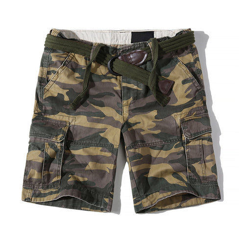 Fashion Men's Loose Camo Cargo Shorts with Belt