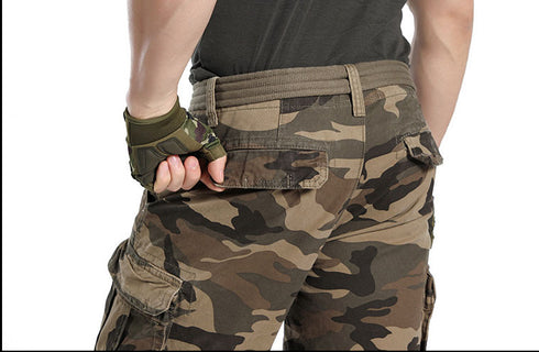 Fashion Men's Loose Camo Cargo Shorts with Belt