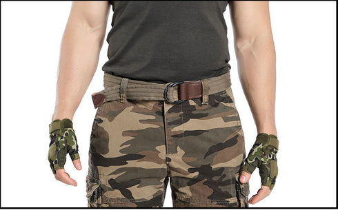 Fashion Men's Loose Camo Cargo Shorts with Belt