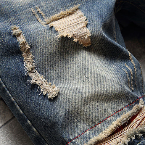 Fashion Mid Waisted Comfy Men's Ripped Jeans Shorts