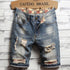 Fashion Mid Waisted Comfy Men's Ripped Jeans Shorts