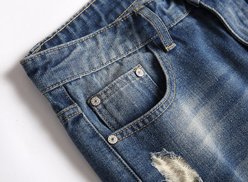 Fashion Mid Waisted Comfy Men's Ripped Jeans Shorts