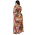 Fashion Plus Size Women's V Neck Printed Maxi Dresses
