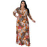Fashion Plus Size Women's V Neck Printed Maxi Dresses