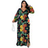 Fashion Plus Size Women's V Neck Printed Maxi Dresses