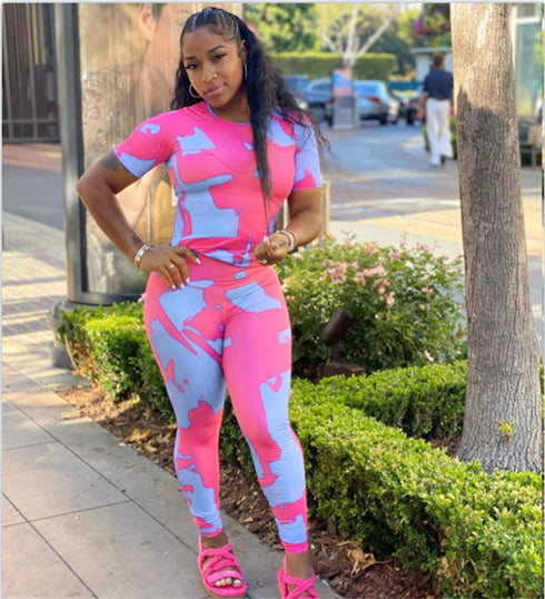 Fashion Print Casual Women's Two Piece Outfits