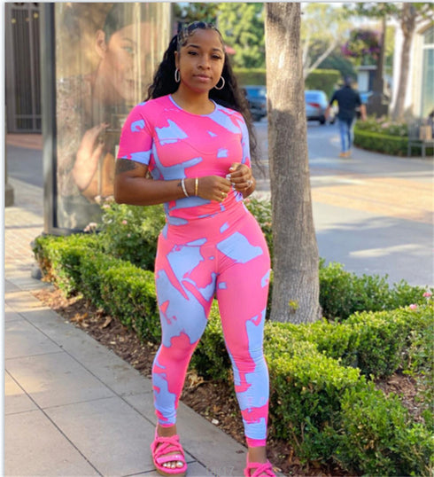 Fashion Print Casual Women's Two Piece Outfits