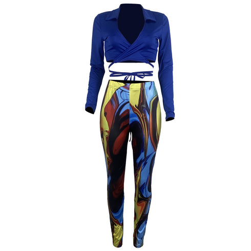 Fashion Sexy Printed Fit Slim Women's Two Piece Outfits