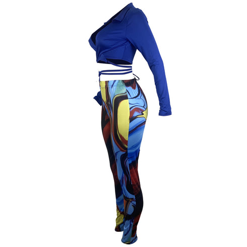 Fashion Sexy Printed Fit Slim Women's Two Piece Outfits