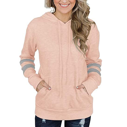 Fashion Stripes Women's Long Sleeved Workout Hoodies