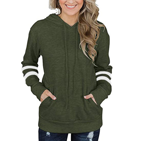 Fashion Stripes Women's Long Sleeved Workout Hoodies