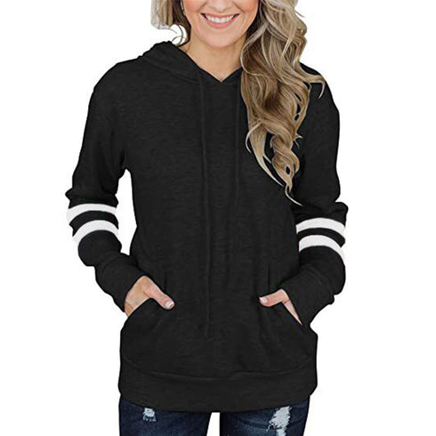Fashion Stripes Women's Long Sleeved Workout Hoodies