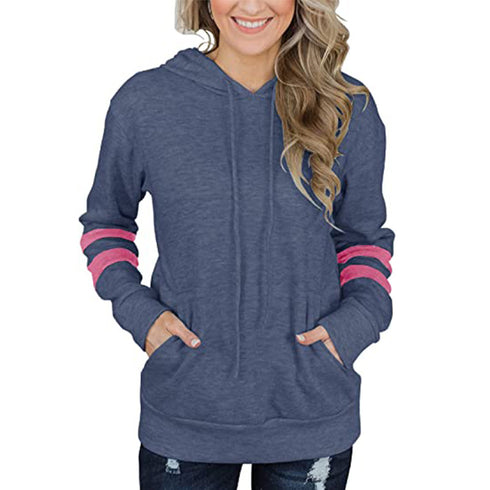 Fashion Stripes Women's Long Sleeved Workout Hoodies
