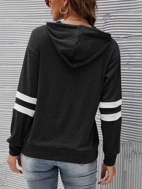 Fashion Stripes Women's Long Sleeved Workout Hoodies