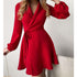 Fashion Trend Women's Long Sleeve V Neck Dresses