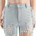 Fashion Women's Fringed Ripped Pencil Pants Jeans