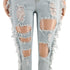 Fashion Women's Fringed Ripped Pencil Pants Jeans