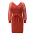 Fashion Women's Hip Wrap V Neck Sweater Dress