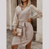 Fashion Women's Hip Wrap V Neck Sweater Dress