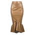 Fashion Women's Imitation Leather Flounces Long Skirts