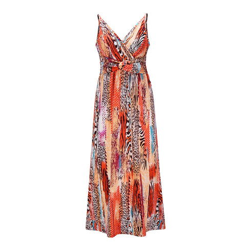 Fashion Women's Printed Strap Long Beach Dress