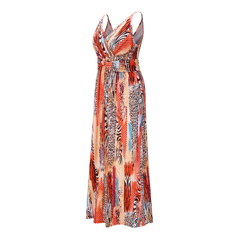 Fashion Women's Printed Strap Long Beach Dress