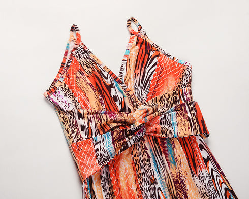 Fashion Women's Printed Strap Long Beach Dress