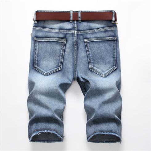 Fashionable Men's Ripped Jeans Shorts Mid Waist Men's Jean Shorts