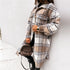 Fashionable Plus Size Women's Lapel Plaid Coat Outwear