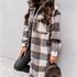 Fashionable Plus Size Women's Lapel Plaid Coat Outwear