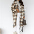 Fashionable Plus Size Women's Lapel Plaid Coat Outwear