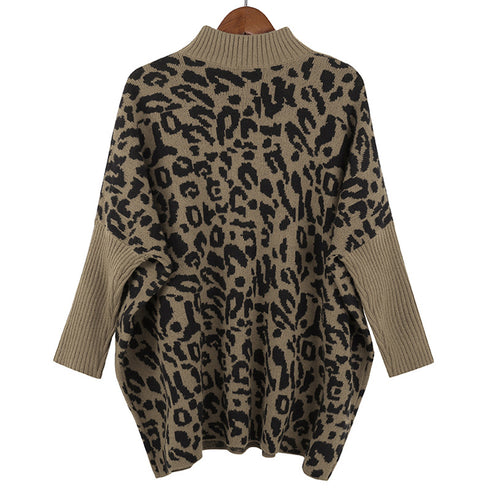 Fashionable Printed Turtleneck Sweater Women's Loose Knit