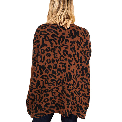 Fashionable Printed Turtleneck Sweater Women's Loose Knit