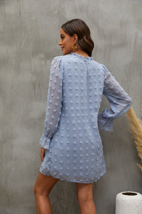 Fashionable Women's Bubble Long Sleeve Chiffon Dress