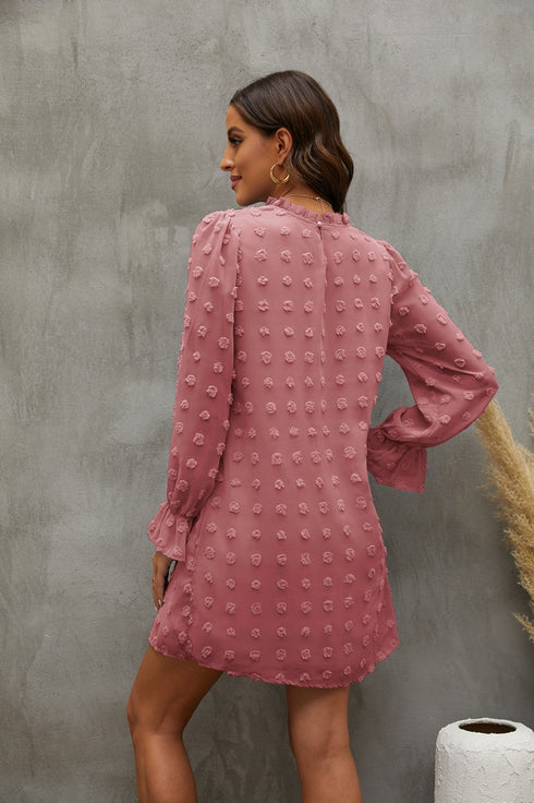 Fashionable Women's Bubble Long Sleeve Chiffon Dress