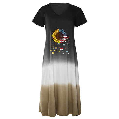 Fashionable Women's Loose Clashing Short Sleeve Party Skirt