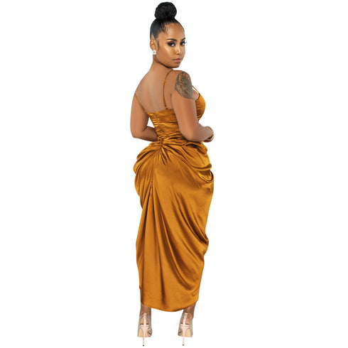 Fashionable Women's Spaghetti Strap Bodycon Slit Dresses