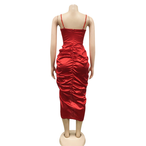 Fashionable Women's Spaghetti Strap Bodycon Slit Dresses