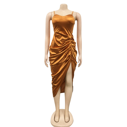 Fashionable Women's Spaghetti Strap Bodycon Slit Dresses