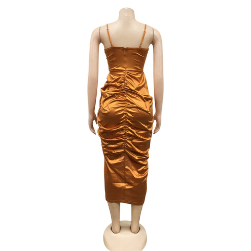 Fashionable Women's Spaghetti Strap Bodycon Slit Dresses