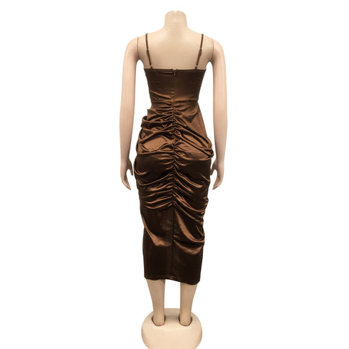 Fashionable Women's Spaghetti Strap Bodycon Slit Dresses