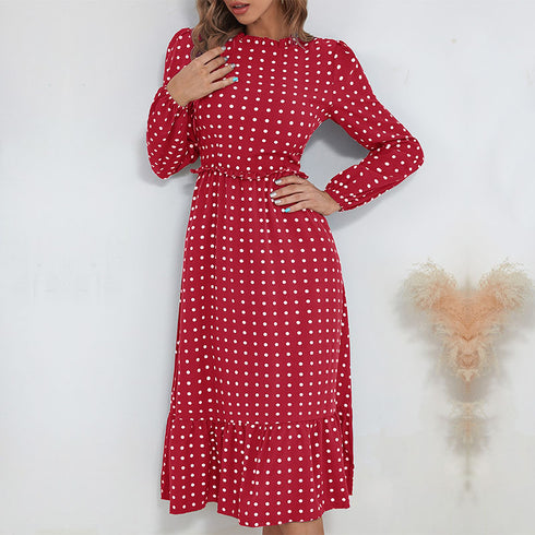Fit Elegant Women's Long Sleeve Print Dresses