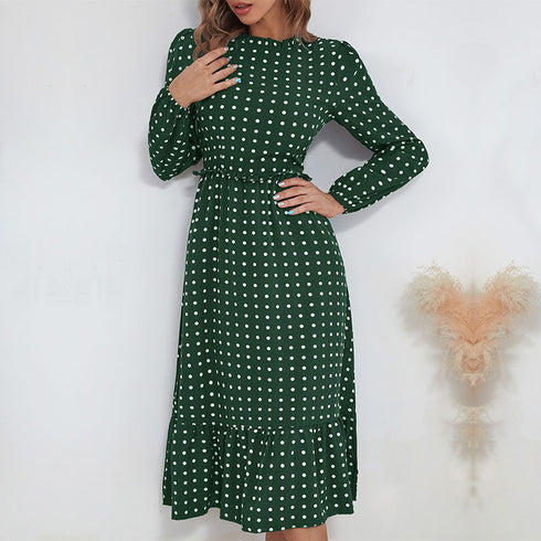 Fit Elegant Women's Long Sleeve Print Dresses