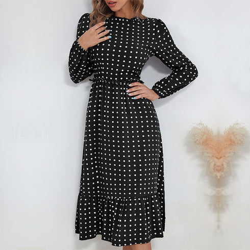 Fit Elegant Women's Long Sleeve Print Dresses