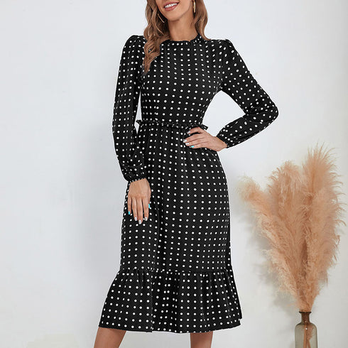 Fit Elegant Women's Long Sleeve Print Dresses