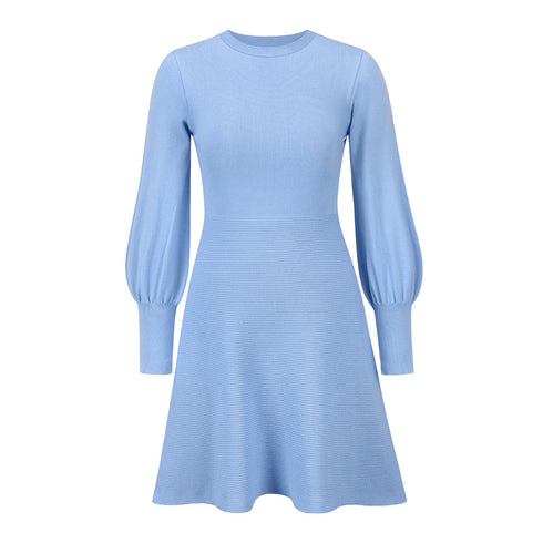 Fit Slim Knitted Round Collar Women's Sweater Dress