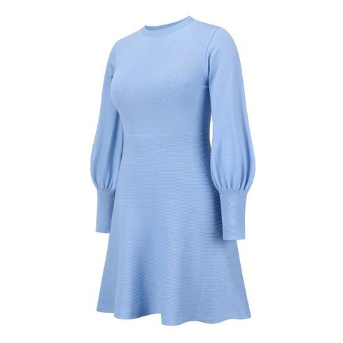 Fit Slim Knitted Round Collar Women's Sweater Dress