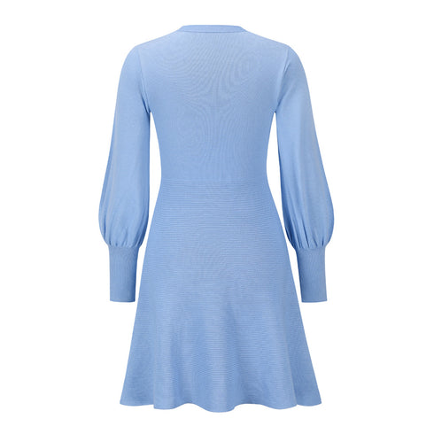 Fit Slim Knitted Round Collar Women's Sweater Dress